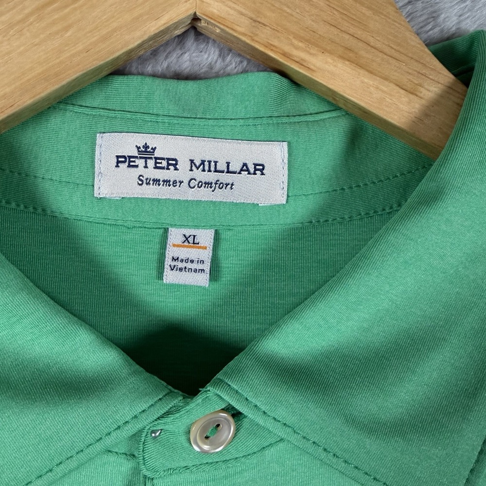 Peter Millar Summer Comfort Men's XL Green Solid Stretch Golf Polo MS20EK01S - Picture 3 of 8